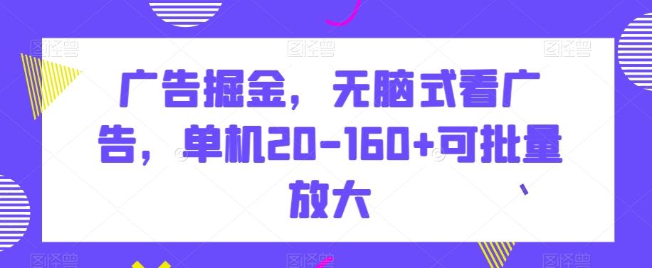 广告掘金，无脑式看广告，单机20-160+可批量放大【揭秘】 - 小毅网创-小毅网创