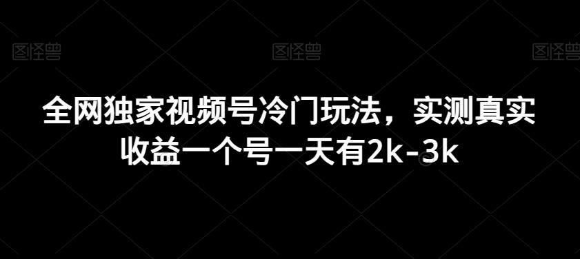 全网独家视频号冷门玩法，实测真实收益一个号一天有2k-3k - 小毅网创-小毅网创