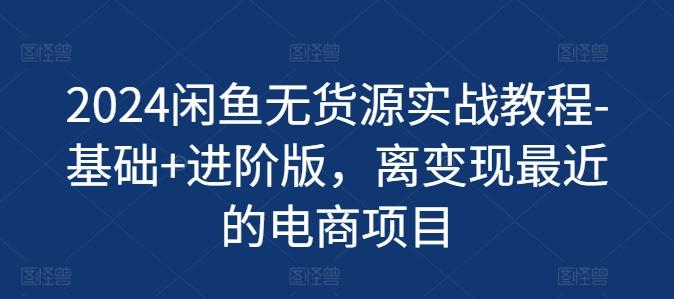 2024闲鱼无货源实战教程-基础+进阶版，离变现最近的电商项目 - 小毅网创-小毅网创