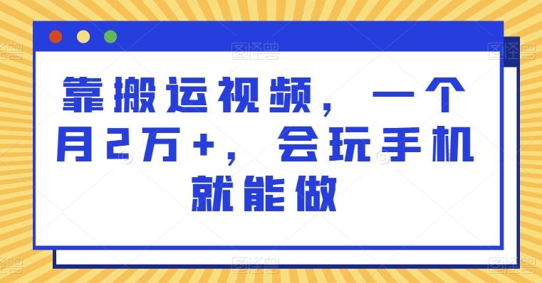 靠搬运视频，一个月2万+，会玩手机就能做 - 小毅网创-小毅网创