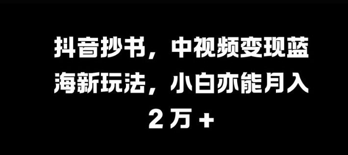 抖音抄书，中视频变现蓝海新玩法，小白亦能月入 过W【揭秘】 - 小毅网创-小毅网创