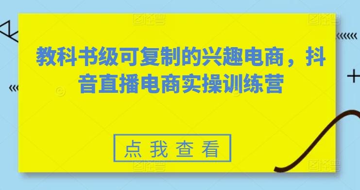 教科书级可复制的兴趣电商，抖音直播电商实操训练营 - 小毅网创-小毅网创