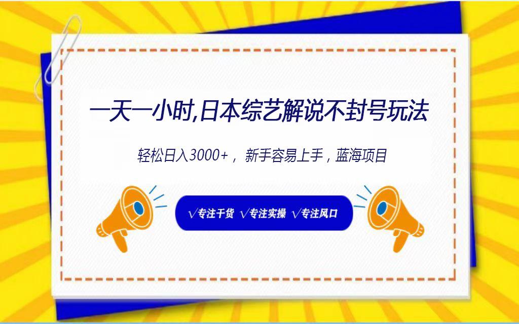 日本综艺解说不封号玩法，轻松日入1000+，全新赛道 - 小毅网创-小毅网创