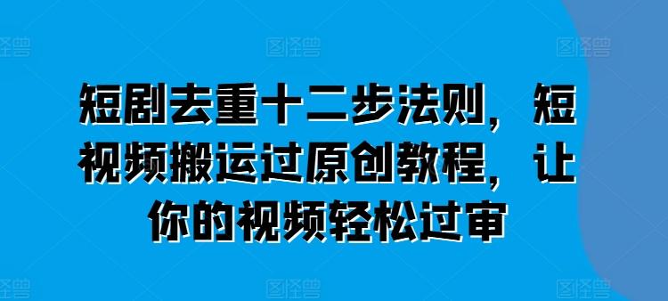 短剧去重十二步法则，短视频搬运过原创教程，让你的视频轻松过审 - 小毅网创-小毅网创