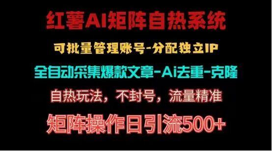 红薯矩阵自热系统，独家不死号引流玩法！矩阵操作日引流500+ - 小毅网创-小毅网创