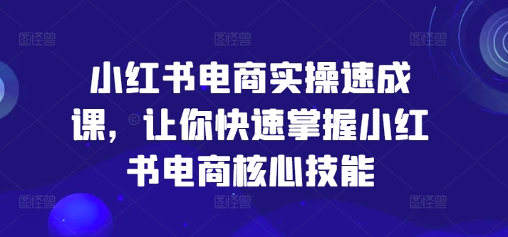 小红书电商实操速成课，让你快速掌握小红书电商核心技能 - 小毅网创-小毅网创