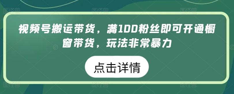 视频号搬运带货，满100粉丝即可开通橱窗带货，玩法非常暴力【揭秘】 - 小毅网创-小毅网创