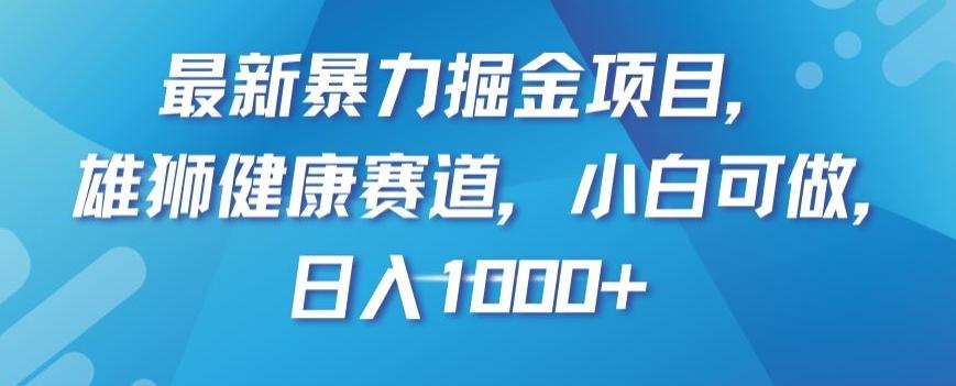 最新暴力掘金项目，雄狮健康赛道，小白可做，日入1000+【揭秘】 - 小毅网创-小毅网创