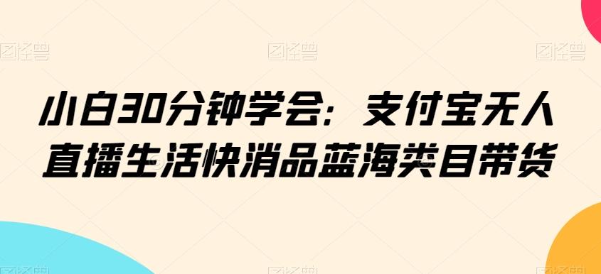 小白30分钟学会：支付宝无人直播生活快消品蓝海类目带货【揭秘】 - 小毅网创-小毅网创