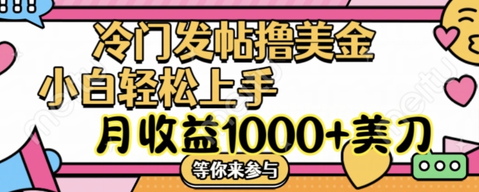 冷门发帖撸美金项目，月收益1000+美金，简单无脑，干就完了【揭秘】 - 小毅网创-小毅网创