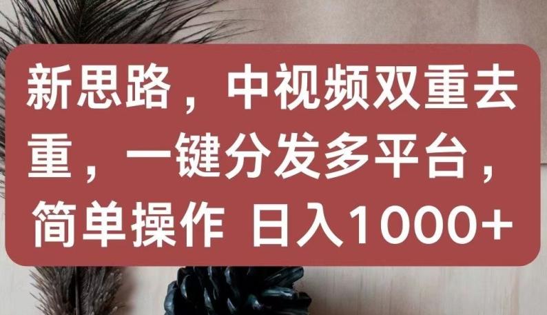 新思路，中视频双重去重，一键分发多平台，简单操作，日入1000+【揭秘】 - 小毅网创-小毅网创