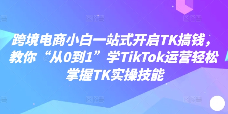 跨境电商小白一站式开启TK搞钱，教你“从0到1”学TikTok运营轻松掌握TK实操技能 - 小毅网创-小毅网创