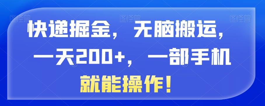 快递掘金，无脑搬运，一天200+，一部手机就能操作！ - 小毅网创-小毅网创