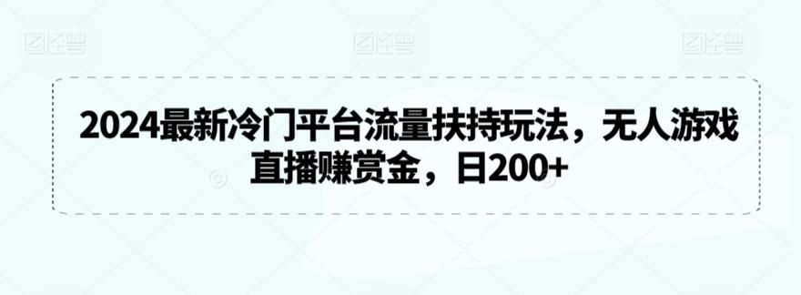 2024最新冷门平台流量扶持玩法，无人游戏直播赚赏金，日200+【揭秘】 - 小毅网创-小毅网创