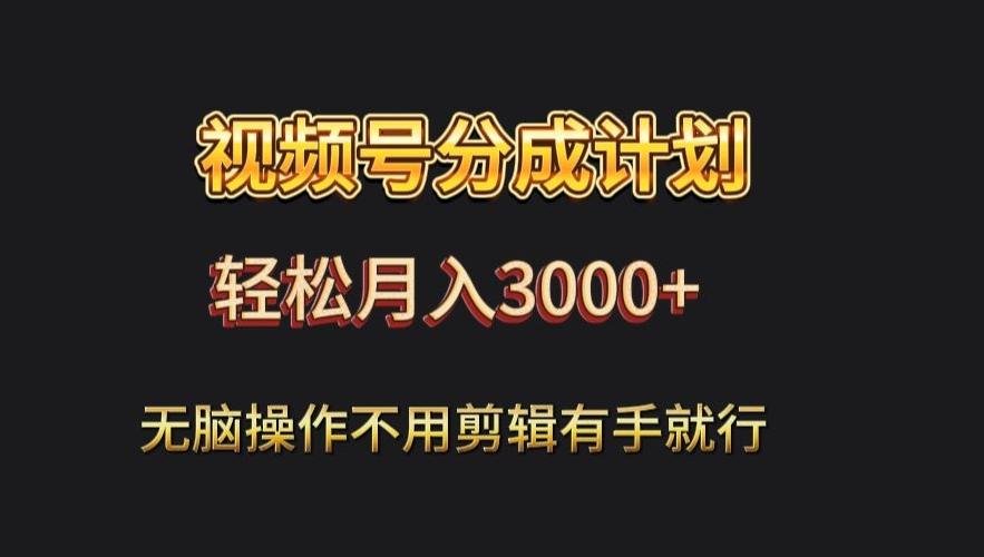视频号流量分成，不用剪辑，有手就行，轻松月入2000+ - 小毅网创-小毅网创