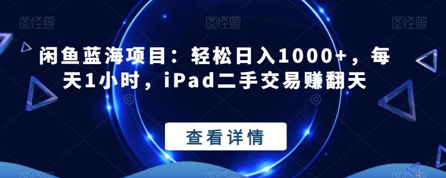 闲鱼蓝海项目：轻松日入1000+，每天1小时，iPad二手交易赚翻天 - 小毅网创-小毅网创