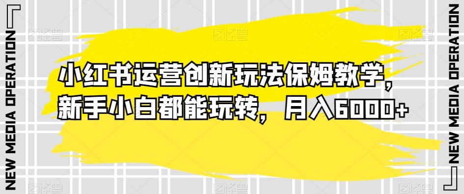 小红书运营创新玩法保姆教学，新手小白都能玩转，月入6000+【揭秘】 - 小毅网创-小毅网创