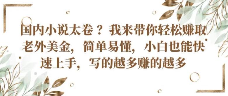 国内小说太卷 ?带你轻松赚取老外美金，简单易懂，小白也能快速上手，写的越多赚的越多【揭秘】 - 小毅网创-小毅网创