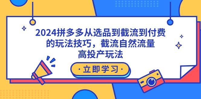 2024拼多多从选品到截流到付费的玩法技巧，截流自然流量玩法，高投产玩法 - 小毅网创-小毅网创