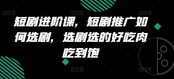 短剧进阶课，短剧推广如何选剧，选剧选的好吃肉吃到饱 - 小毅网创-小毅网创