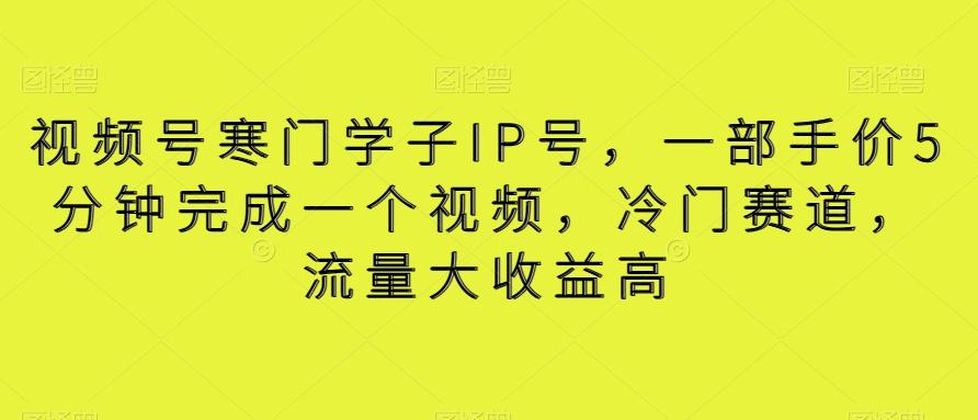 视频号寒门学子IP号，一部手价5分钟完成一个视频，冷门赛道，流量大收益高【揭秘】 - 小毅网创-小毅网创
