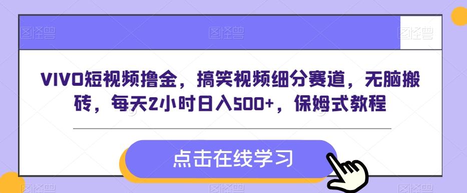 VIVO短视频撸金，搞笑视频细分赛道，无脑搬砖，每天2小时日入500+，保姆式教程 - 小毅网创-小毅网创