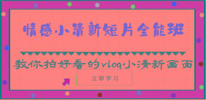 情感小清新短片全能班-教你拍好看的vlog小清新画面(30节课) - 小毅网创-小毅网创