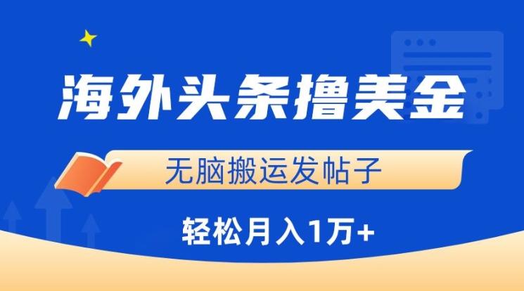 海外头条撸美金，无脑搬运发帖子，月入1万+，小白轻松掌握【揭秘】 - 小毅网创-小毅网创
