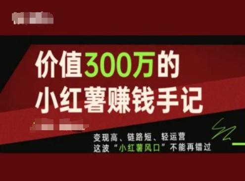 价值300万的小红书赚钱手记，变现高、链路短、轻运营，这波“小红薯风口”不能再错过 - 小毅网创-小毅网创