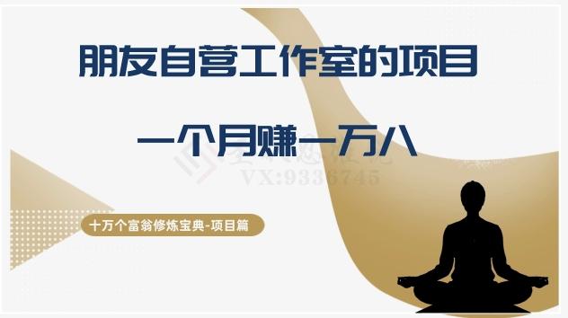 十万个富翁修炼宝典之16.朋友自营工作室的项目，一个月赚一万八 - 小毅网创-小毅网创