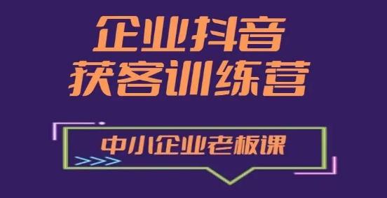 企业抖音营销获客增长训练营，中小企业老板必修课 - 小毅网创-小毅网创