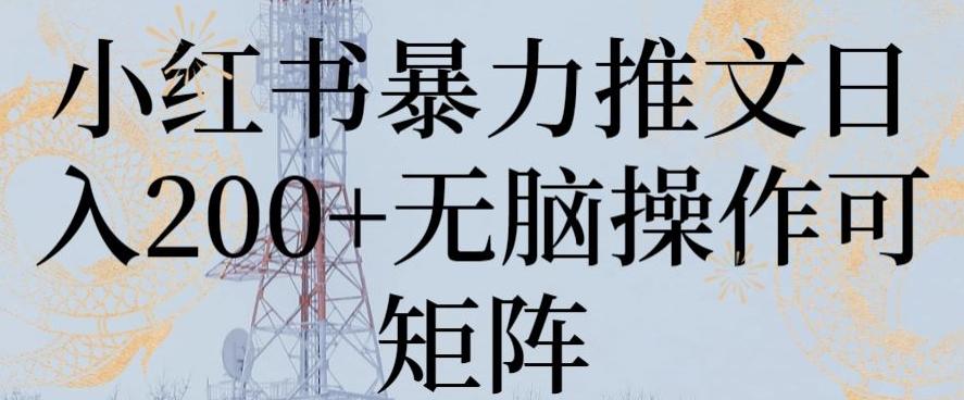 小红书暴力推文日入200+无脑操作可矩阵【揭秘】 - 小毅网创-小毅网创