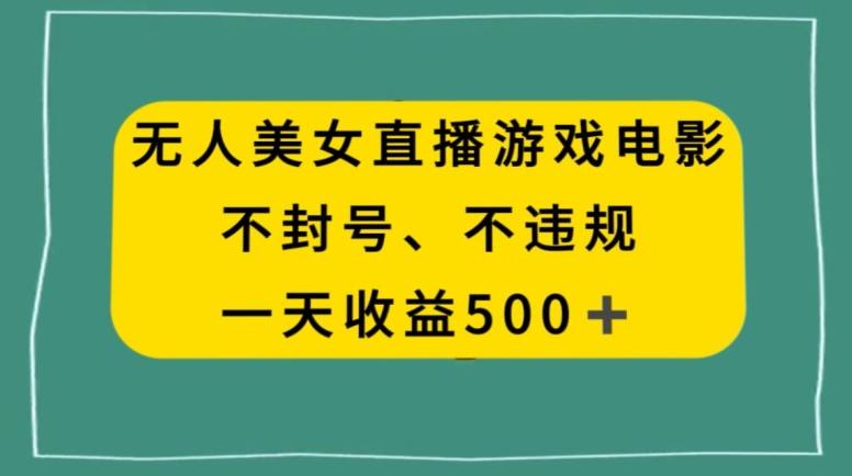 美女无人直播游戏电影，不违规不封号，日入500+ - 小毅网创-小毅网创