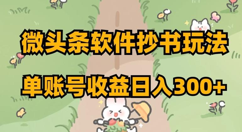 微头条软件抄书玩法，单账号收益日入300+【揭秘】 - 小毅网创-小毅网创