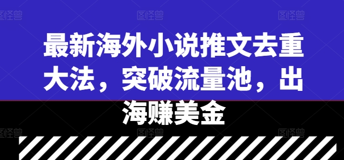 最新海外小说推文去重大法，突破流量池，出海赚美金 - 小毅网创-小毅网创