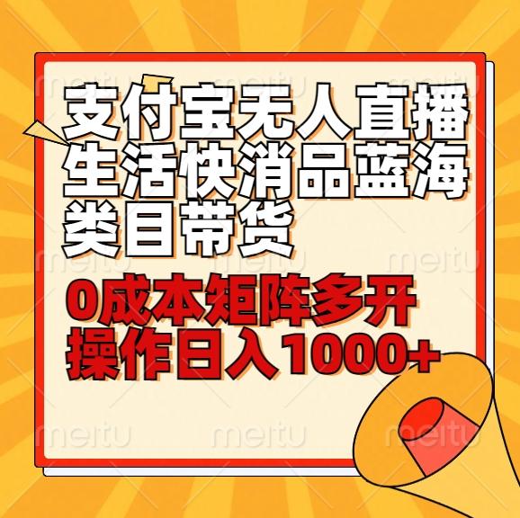 小白30分钟学会支付宝无人直播生活快消品蓝海类目带货，0成本矩阵多开操作日1000+收入 - 小毅网创-小毅网创