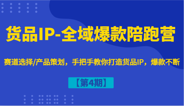 货品IP-全域爆款陪跑营【第4期】赛道选择/产品策划，手把手教你打造货品IP，爆款不断 - 小毅网创-小毅网创