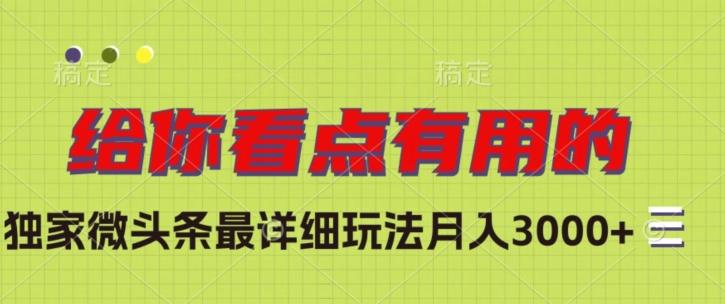 独家微头条最详细玩法，月入3000+【揭秘】 - 小毅网创-小毅网创