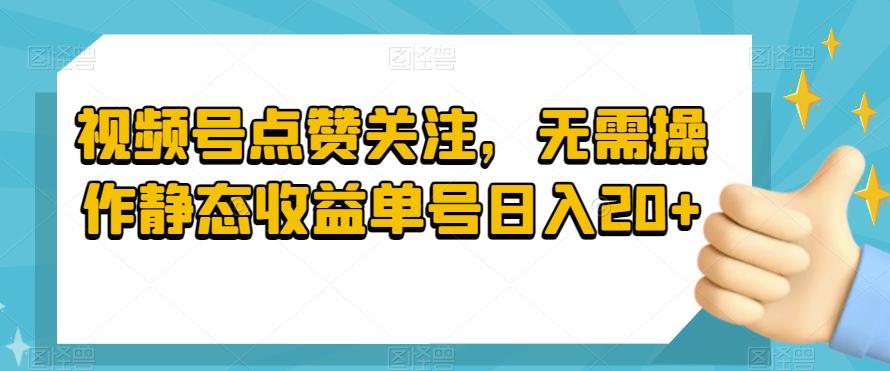视频号点赞关注，无需操作静态收益单号日入20+ - 小毅网创-小毅网创
