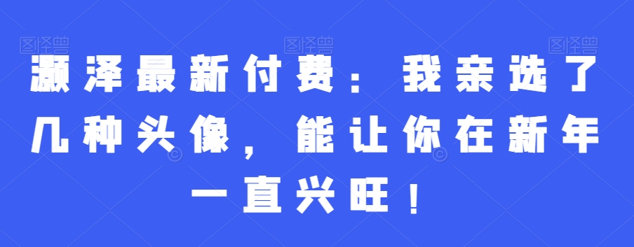 灏泽最新付费：我亲选了几种头像，能让你在新年一直兴旺！ - 小毅网创-小毅网创