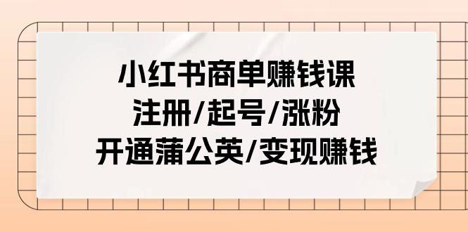 小红书商单赚钱课：注册/起号/涨粉/开通蒲公英/变现赚钱(25节课) - 小毅网创-小毅网创