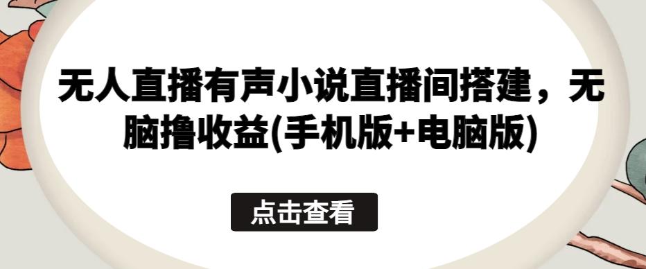 无人直播有声小说直播间搭建，无脑撸收益(手机版+电脑版) - 小毅网创-小毅网创