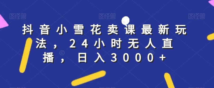 抖音小雪花卖课最新玩法，24小时无人直播，日入3000+【揭秘】 - 小毅网创-小毅网创