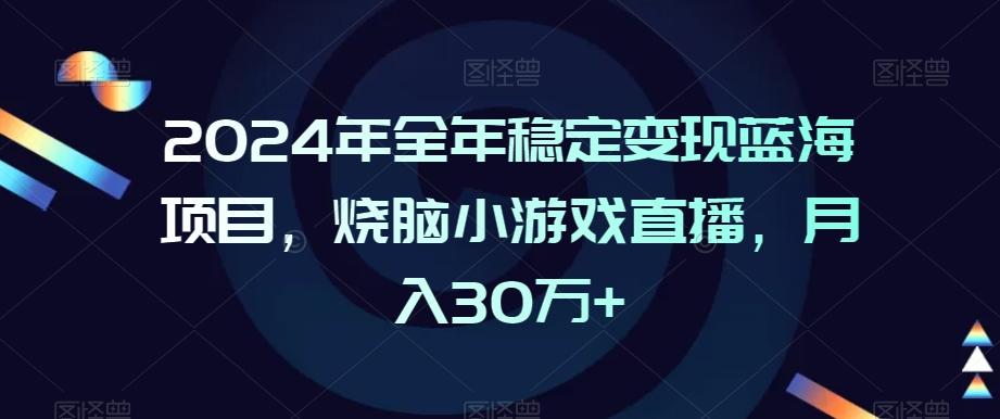 2024年全年稳定变现蓝海项目，烧脑小游戏直播，月入30万+【揭秘】 - 小毅网创-小毅网创