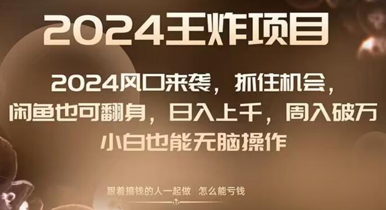 2024风口项目来袭，抓住机会，闲鱼也可翻身，日入上千，周入破万，小白也能无脑操作 - 小毅网创-小毅网创