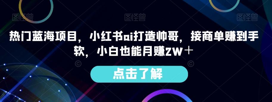 热门蓝海项目，小红书ai打造帅哥，接商单赚到手软，小白也能月赚2W＋ - 小毅网创-小毅网创