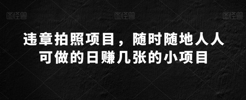 违章拍照项目，随时随地人人可做的日赚几张的小项目 - 小毅网创-小毅网创