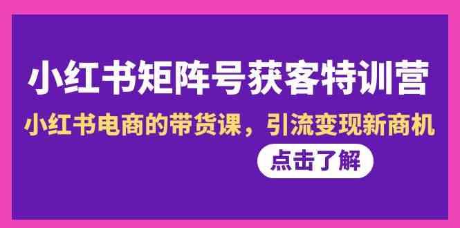 小红书矩阵号获客特训营-第10期，小红书电商的带货课，引流变现新商机 - 小毅网创-小毅网创