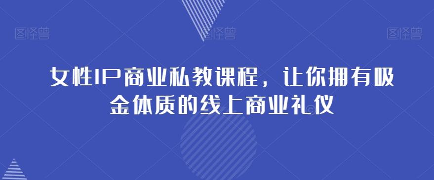 女性IP商业私教课程，让你拥有吸金体质的线上商业礼仪 - 小毅网创-小毅网创