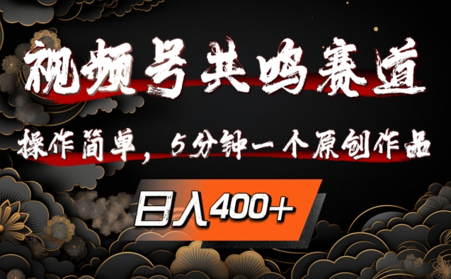 视频号共鸣赛道，操作简单，5分钟1个原创作品，日入几张【揭秘】 - 小毅网创-小毅网创